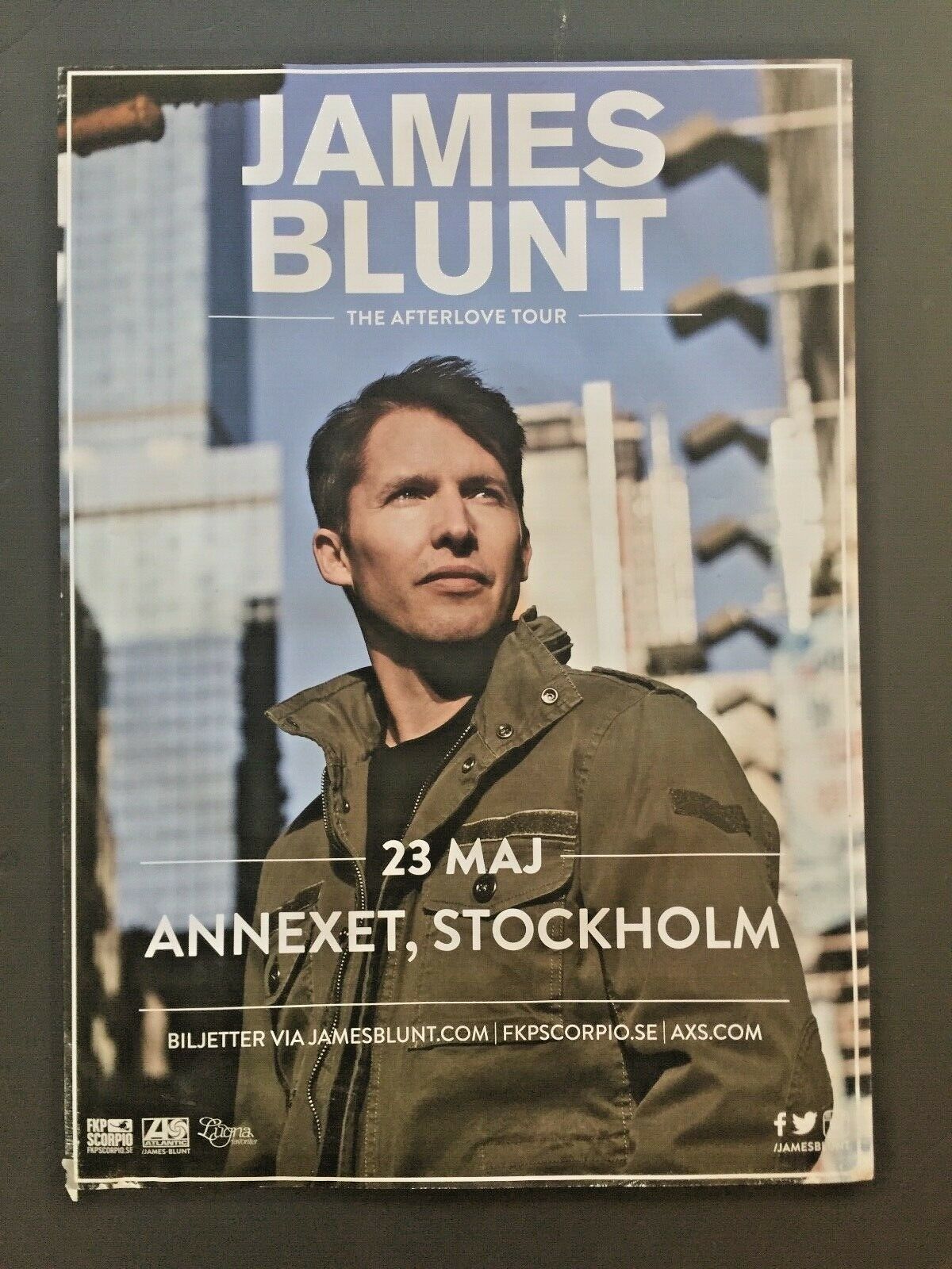 James Blunt!!! Concert Poster 23rd Of May 2018!! Great Twitter Man!!