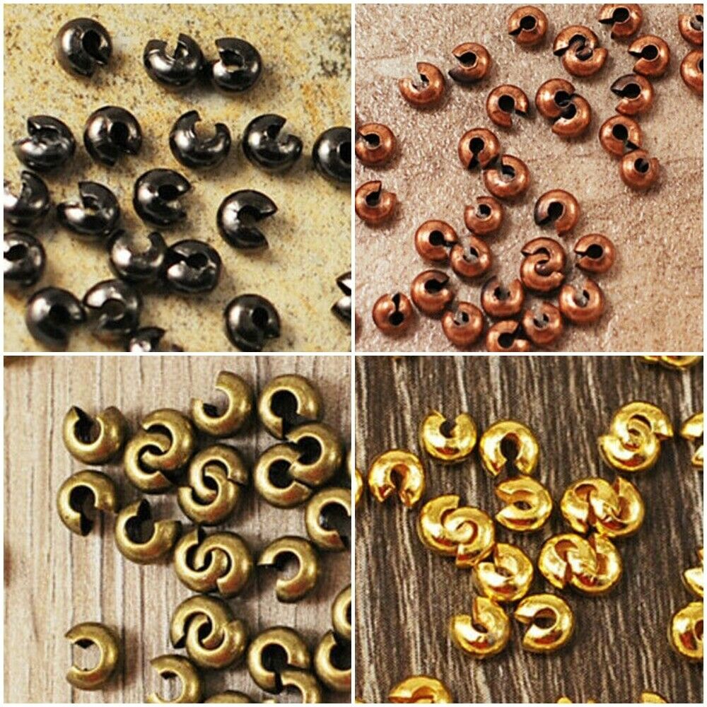 Crimp Cover Beads Knot Silver Gold Brass Copper Gunmetal 3mm 4mm 5mm 22-66pcs